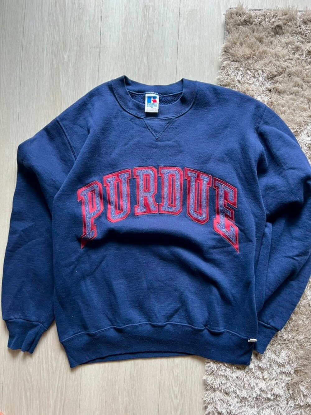 VTG 90s Made in USA Russell Athletic Purdue Embroidered Crewneck Sweater Men’s M